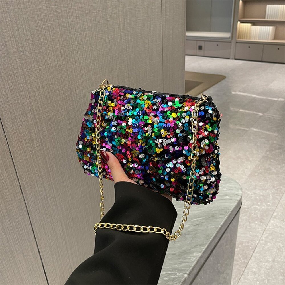 Travel Passions - Colorful Geometric Sequined Crossbody Bag